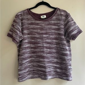 Knit Tee - maroon and white
